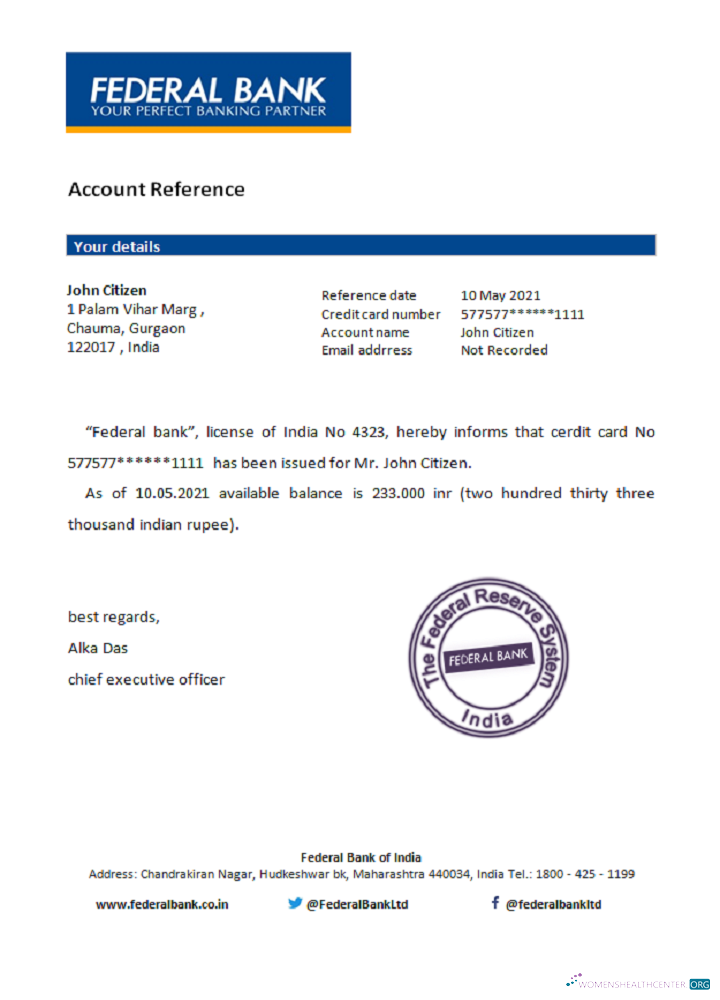 Download India Federal bank reference Photoshop template